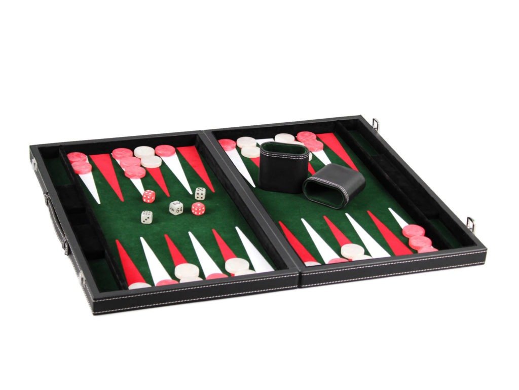 leather green backgammon board