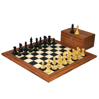 Juego de Ajedrez de Palisandro de 20 Pulgadas con Piezas de Ajedrez Ebonizadas Morphy Staunton Profesional de 3.75 Pulgadas