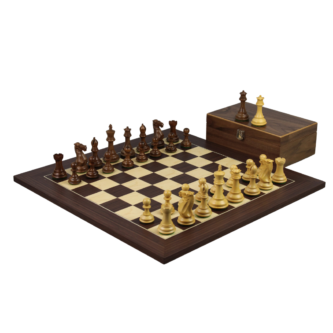 Juego de Ajedrez Macasar de 20 Pulgadas con Piezas de Ajedrez Staunton Morphy Professional de Sheesham Pesadas de 3.75 Pulgadas