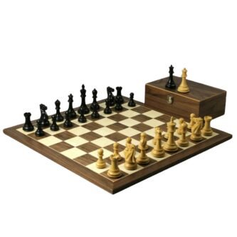 Juego de Ajedrez de Nogal de 20 Pulgadas con Piezas de Ajedrez Staunton Morphy Profesionales enchapadas en Ebano y Ponderadas de 3.75 Pulgadas