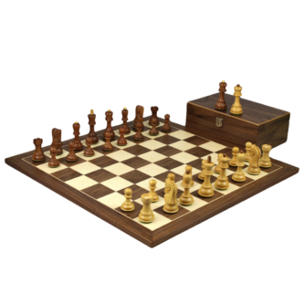 Juego de Ajedrez de Nogal de 20 Pulgadas con Piezas Staunton Zagreb Ponderadas en Sheesham de 3.75 Pulgadas