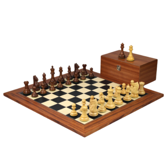 Juego de Ajedrez de Palisandro de 20 Pulgadas con Piezas de Ajedrez Sheesham Staunton Fierce Knight (Queens Gambit) de 3.75 Pulgadas