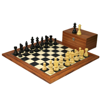 Juego de Ajedrez de Palisandro de 20 Pulgadas con Piezas de Ajedrez Staunton Caballero Frances Ebonizadas y Pesadas de 3.75 Pulgadas