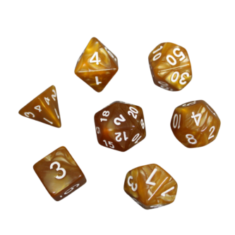 Juego de Dados DND Marmol Oro Miel, Set de 7 Dados para Juegos de Rol