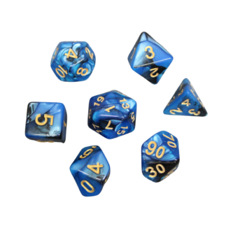 Juego de Dados DND Marmol Azul Cobalto, Set de 7 Dados para Juegos de Rol