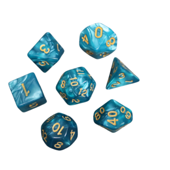 Juego de Dados DND Marmol Azul Azul, Set de 7 Dados para Juegos de Rol