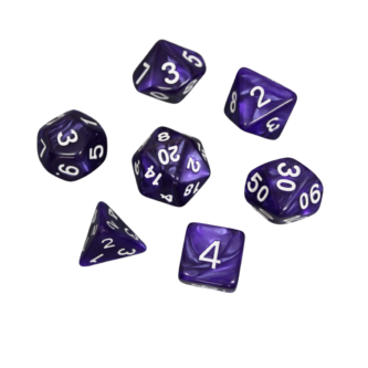 Juego de Dados DND Marmol Purpura Real, Set de 7 Dados para Juegos de Rol