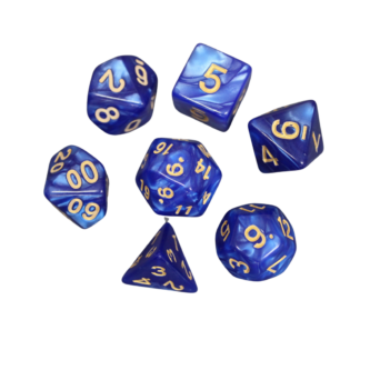 Juego de Dados DND Marmoleado en Azul Real, Set de 7 Piezas, Dados para Juegos de Rol