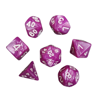 Juego de Dados DND Marmoleados en Rosa Morera, Set de 7 Piezas, Dados para Juegos de Rol