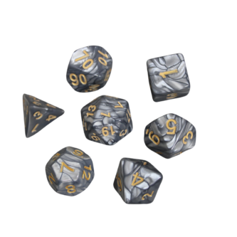 Juego de Dados DND Marmoleado en Gris Grafeno, Set de 7 Piezas, Dados para Juegos de Rol