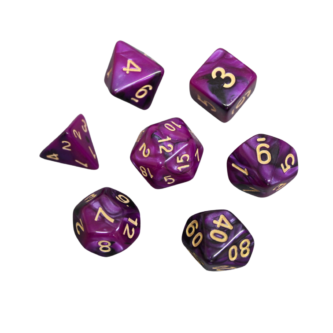 Juego de Dados de DND Marmol Purpura Real, Set de 7 Piezas, Dados para Juegos de Rol