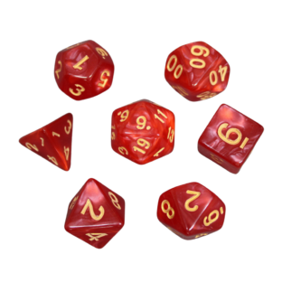 Juego de Dados DND Marmolado Rojo Cardenal, Set de 7 Dados para Juegos de Rol