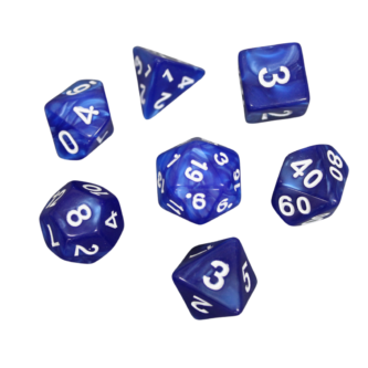 Juego de Dados DND Marmolado Azul Electrico, Set de 7 Dados para Juegos de Rol