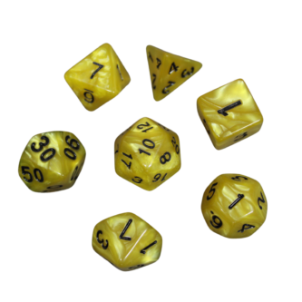 Juego de Dados DND Marmoleados en Amarillo Toscana, Set de 7 Piezas