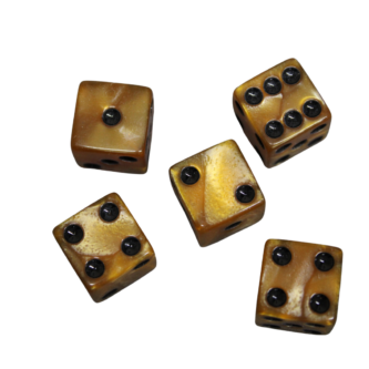 Oro Miel 16 mm D6 Dados para Juegos de Rol con Puntos Negros
