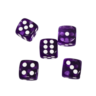 Purpura Translucido de 14 mm D6 Dados para Juegos de Rol con Puntos Blancos