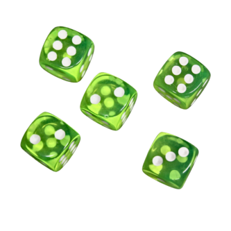 Verde Translucido de 14 mm D6 Dados para Juegos de Rol con Puntos Blancos