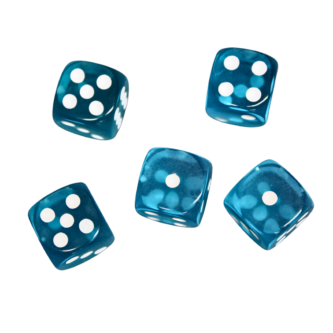 Azul Claro Translucido de 14 mm D6 Dados para Juegos de Rol con Puntos Blancos