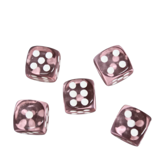 Rosa Claro Translucido de 14 mm D6 Dados para Juegos de Rol con Puntos Blancos