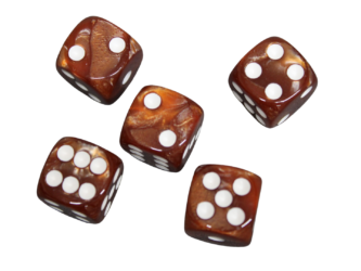 Dados D6 de Efecto Marmol Marron Umber Quemado Redondeado de 16 mm con Puntos Blancos