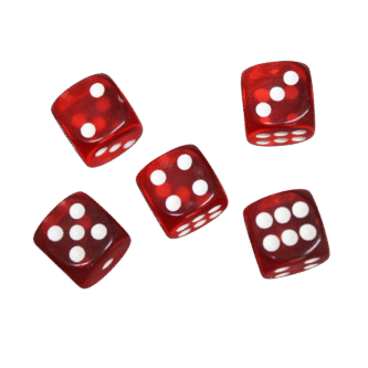 Translucido Rojo 14 mm D6 Dados para Juegos de Rol con Puntos Blancos