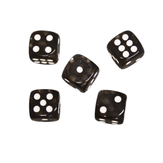 Negros Translucidos de 14 mm D6 Dados para Juegos de Rol con Puntos Blancos