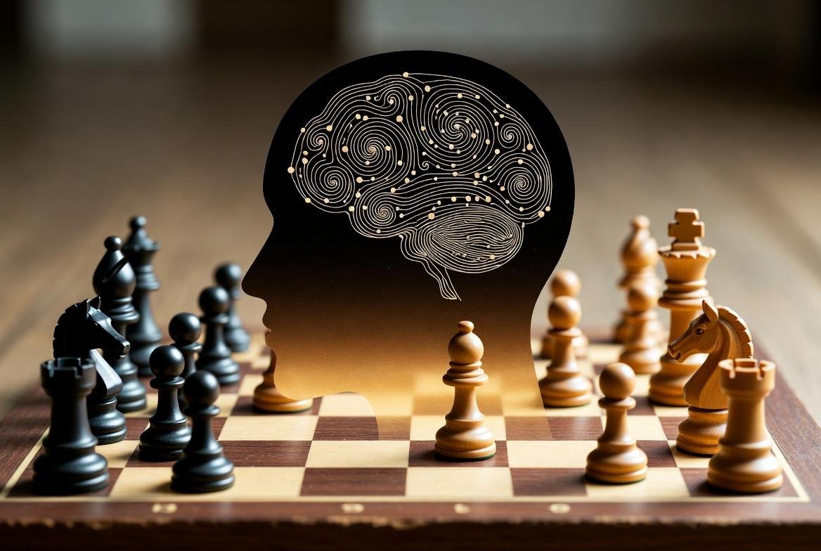 Intense chess match between grandmasters, showcasing focus, determination, and anticipation.